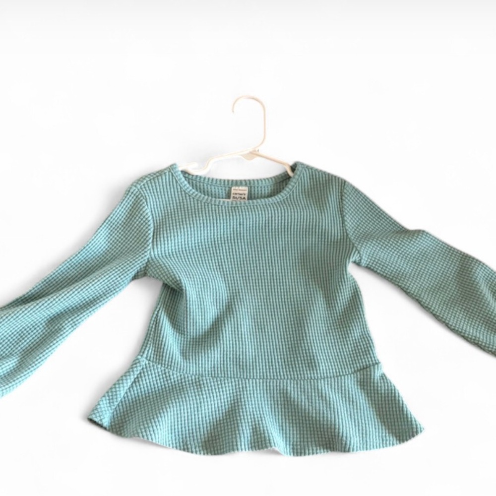 Carter's Teal Long-Sleeve Waffle Peplum Top